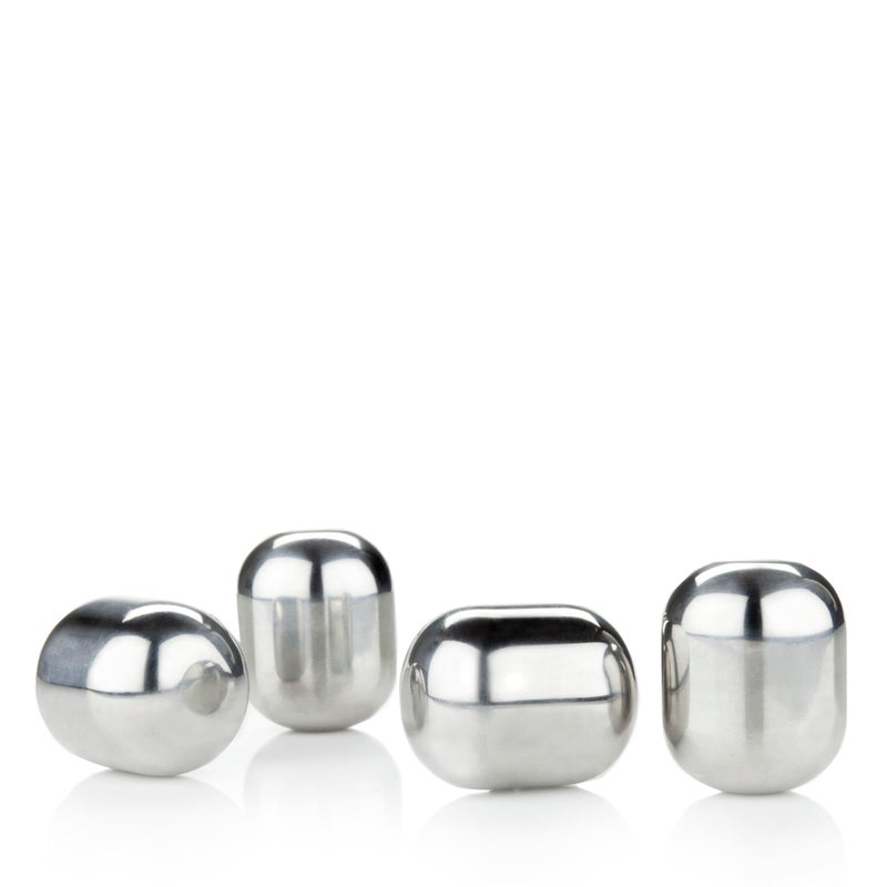 Viski 4358 Glacier Rocks Stainless Steel Ice Cubes Reusable Ice Cubes for Drinks, Whiskey, Bourbon, Scotch, Metal Ice Cubes, Cocktail Accessories Set of 4 Silver - Image 5